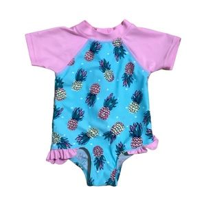 Floatmini Swim Suit Rash Guard One Piece Pink Turquoise Pineapple Baby 6M